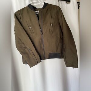 Mango Khaki olive green Military Jacket NWOT size Small but oversized